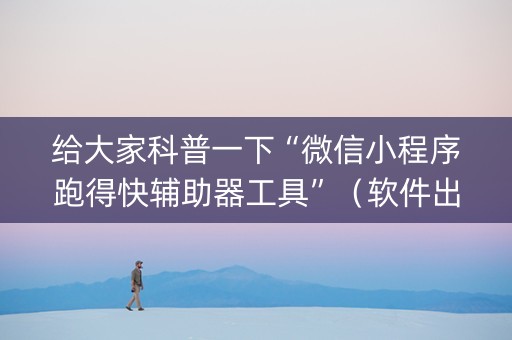 给大家科普一下“微信小程序跑得快辅助器工具”（软件出售)