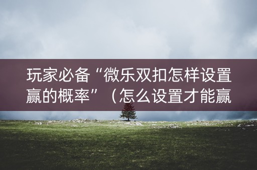 玩家必备“微乐双扣怎样设置赢的概率”（怎么设置才能赢)