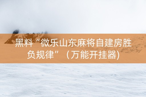 黑料“微乐山东麻将自建房胜负规律”（万能开挂器)