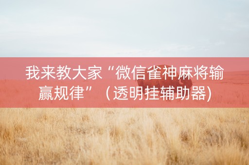 我来教大家“微信雀神麻将输赢规律”（透明挂辅助器)