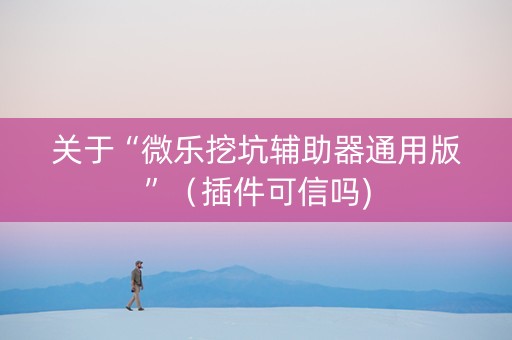 关于“微乐挖坑辅助器通用版”（插件可信吗)