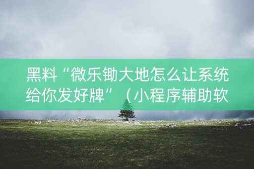 黑料“微乐锄大地怎么让系统给你发好牌”（小程序辅助软件)