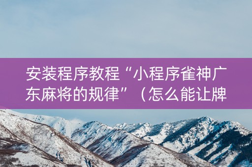 安装程序教程“小程序雀神广东麻将的规律”（怎么能让牌好一点)