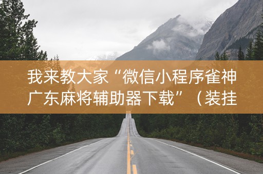 我来教大家“微信小程序雀神广东麻将辅助器下载”（装挂怎么安装)