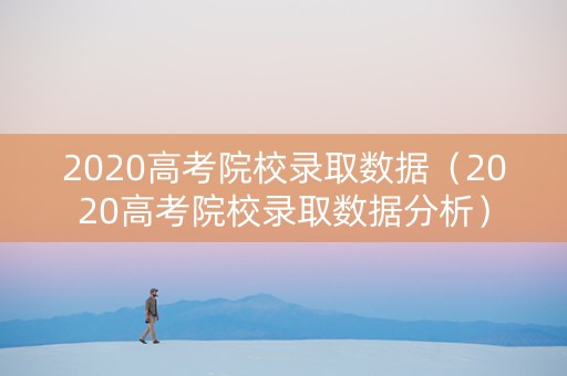 2020高考院校录取数据（2020高考院校录取数据分析）