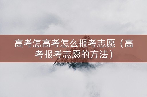 高考怎高考怎么报考志愿（高考报考志愿的方法）