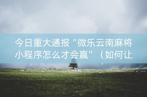 今日重大通报“微乐云南麻将小程序怎么才会赢”（如何让系统发好牌)