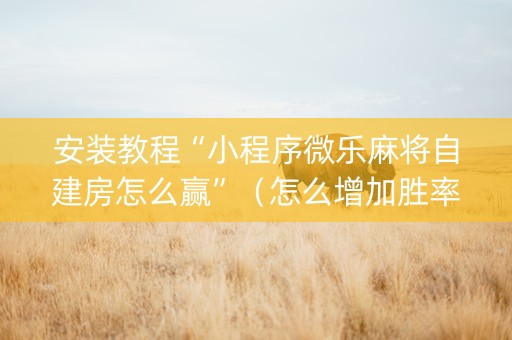 安装教程“小程序微乐麻将自建房怎么赢”（怎么增加胜率)