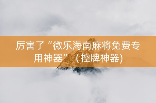 厉害了“微乐海南麻将免费专用神器”（控牌神器)