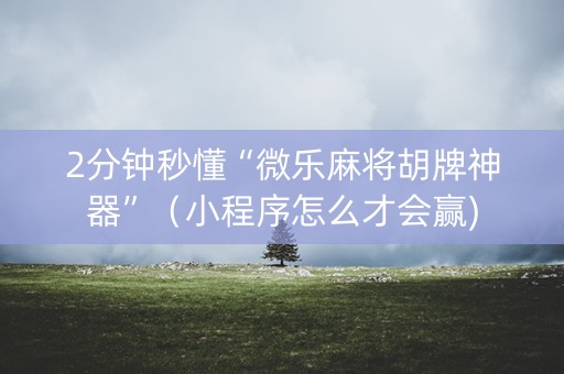 2分钟秒懂“微乐麻将胡牌神器”（小程序怎么才会赢)