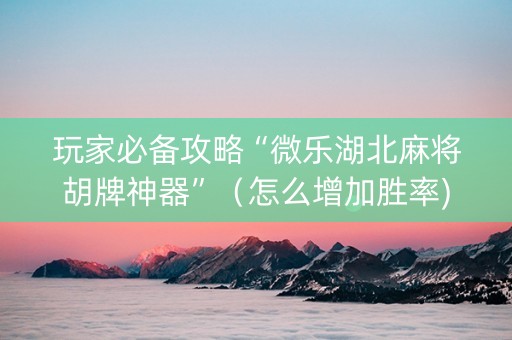 玩家必备攻略“微乐湖北麻将胡牌神器”（怎么增加胜率)