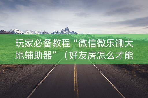 玩家必备教程“微信微乐锄大地辅助器”（好友房怎么才能赢)