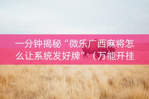 一分钟揭秘“微乐广西麻将怎么让系统发好牌”（万能开挂神器)