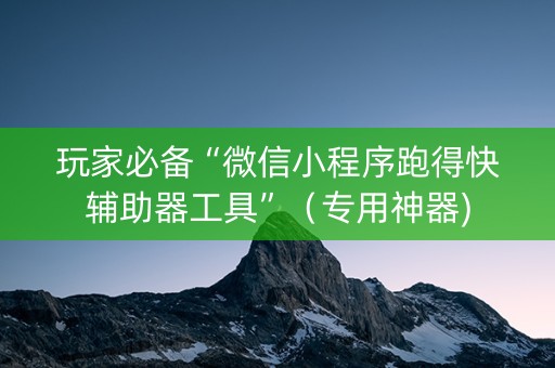 玩家必备“微信小程序跑得快辅助器工具”（专用神器)