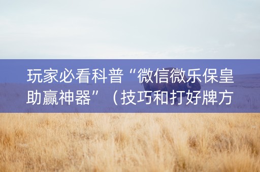 玩家必看科普“微信微乐保皇助赢神器”（技巧和打好牌方法)