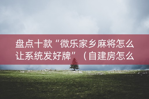 盘点十款“微乐家乡麻将怎么让系统发好牌”（自建房怎么赢)