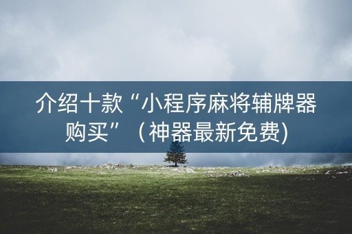 介绍十款“小程序麻将辅牌器购买”（神器最新免费)
