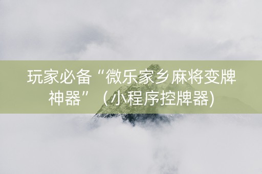 玩家必备“微乐家乡麻将变牌神器”（小程序控牌器)