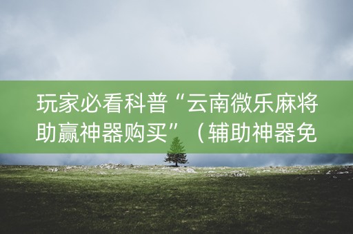 玩家必看科普“云南微乐麻将助赢神器购买”（辅助神器免费)