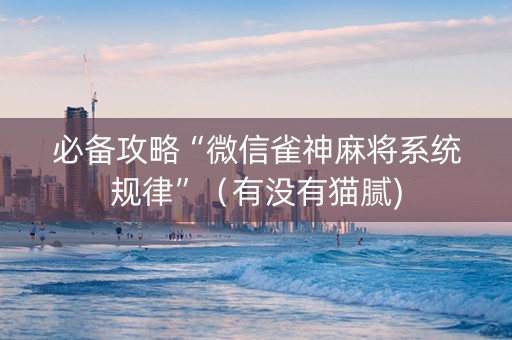 必备攻略“微信雀神麻将系统规律”（有没有猫腻)