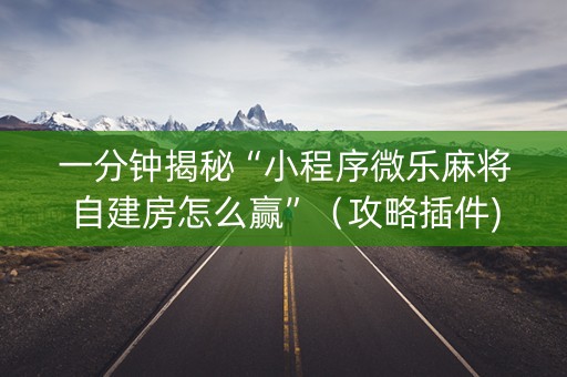 一分钟揭秘“小程序微乐麻将自建房怎么赢”（攻略插件)