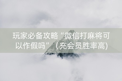 玩家必备攻略“微信打麻将可以作假吗”（充会员胜率高)