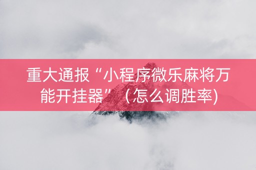 重大通报“小程序微乐麻将万能开挂器”（怎么调胜率)