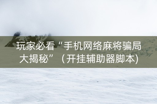 玩家必看“手机网络麻将骗局大揭秘”（开挂辅助器脚本)