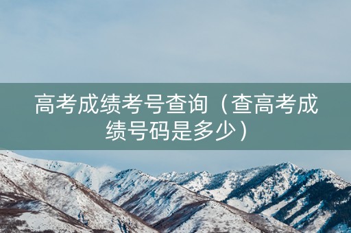 高考成绩考号查询（查高考成绩号码是多少）