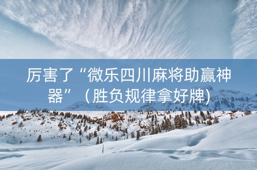 厉害了“微乐四川麻将助赢神器”（胜负规律拿好牌)