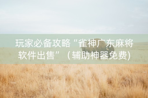 玩家必备攻略“雀神广东麻将软件出售”（辅助神器免费)