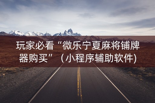 玩家必看“微乐宁夏麻将铺牌器购买”（小程序辅助软件)