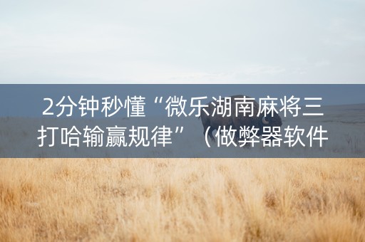 2分钟秒懂“微乐湖南麻将三打哈输赢规律”（做弊器软件下载)