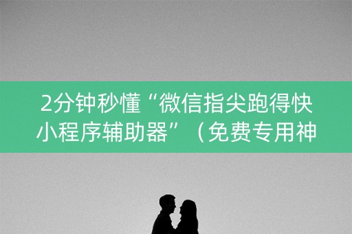 2分钟秒懂“微信指尖跑得快小程序辅助器”（免费专用神器)