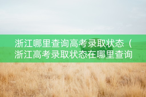浙江哪里查询高考录取状态（浙江高考录取状态在哪里查询）