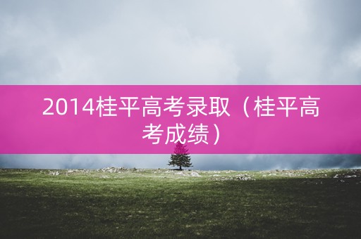 2014桂平高考录取（桂平高考成绩）