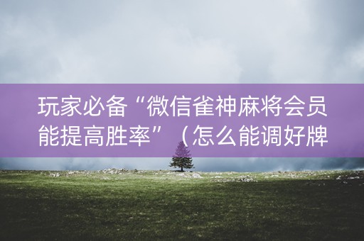 玩家必备“微信雀神麻将会员能提高胜率”（怎么能调好牌)