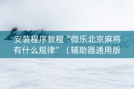 安装程序教程“微乐北京麻将有什么规律”（辅助器通用版)
