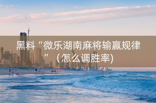 黑料“微乐湖南麻将输赢规律”（怎么调胜率)
