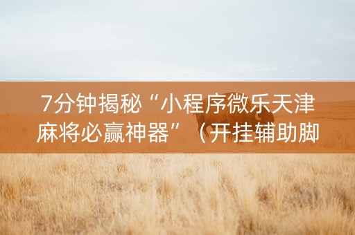 7分钟揭秘“小程序微乐天津麻将必赢神器”（开挂辅助脚本)
