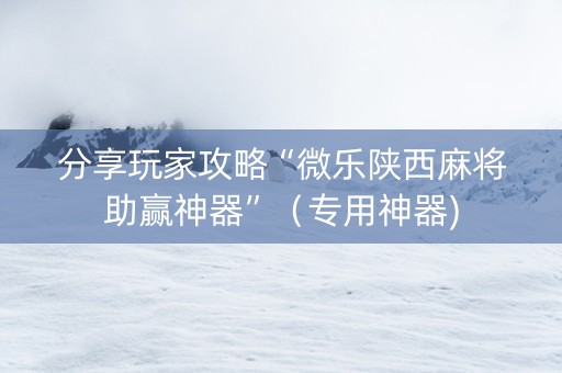 分享玩家攻略“微乐陕西麻将助赢神器”（专用神器)