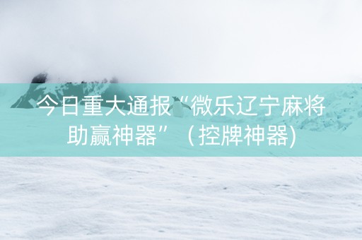 今日重大通报“微乐辽宁麻将助赢神器”（控牌神器)