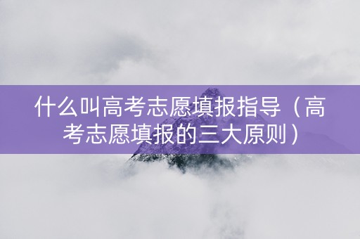 什么叫高考志愿填报指导（高考志愿填报的三大原则）