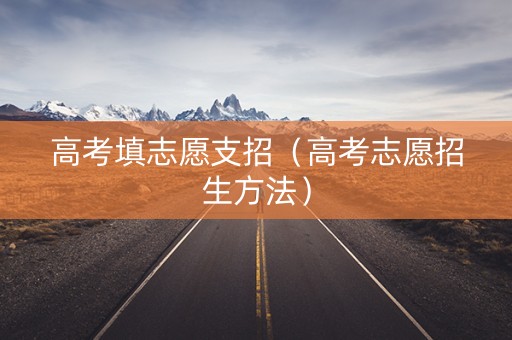 高考填志愿支招（高考志愿招生方法）