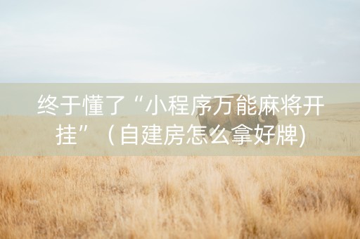 终于懂了“小程序万能麻将开挂”（自建房怎么拿好牌)