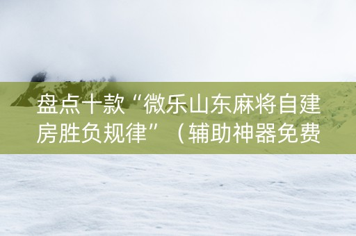 盘点十款“微乐山东麻将自建房胜负规律”（辅助神器免费)