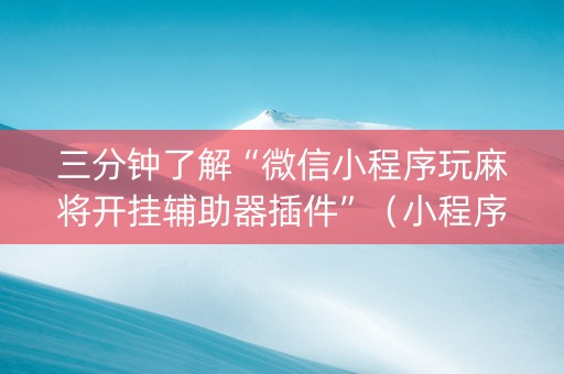 三分钟了解“微信小程序玩麻将开挂辅助器插件”（小程序控牌器)