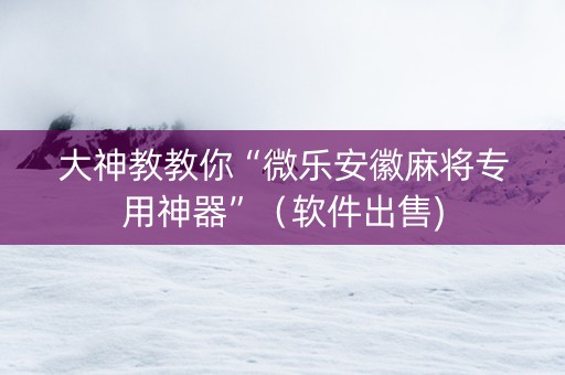 大神教教你“微乐安徽麻将专用神器”（软件出售)