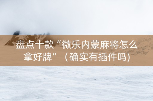 盘点十款“微乐内蒙麻将怎么拿好牌”（确实有插件吗)