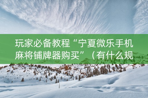 玩家必备教程“宁夏微乐手机麻将铺牌器购买”（有什么规律)